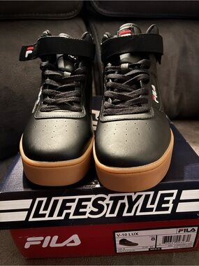 FILA Black High-Top Sneakers with Gum-Colored Sole